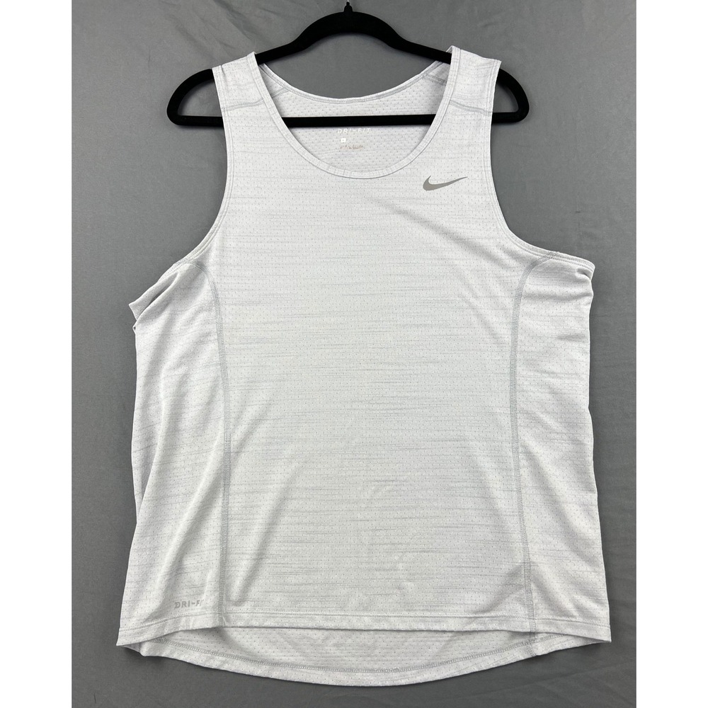 Nike Running Tank Top Mens Large Dri-FIT Mesh Sleeveless Shirt Gray Heather EX